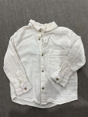 Kids White Button-Up Cotton Shirt